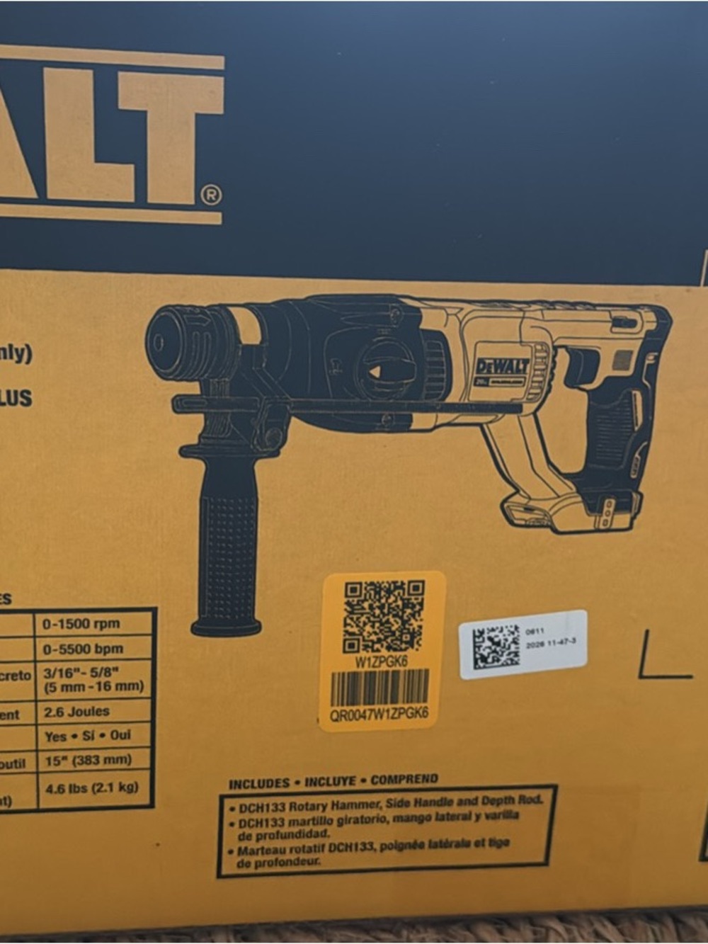 DEWALT Yellow/Black Rotary Hammer Drill V20